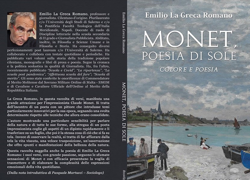 Bozza della copertina "MONET, POESIA DI SOLE" di EMILIO LA GRECA ROMANO